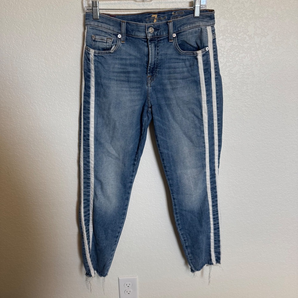 Coastal Side Stripe 7 For All Mankind Skinny Jeans Size 29 Blue